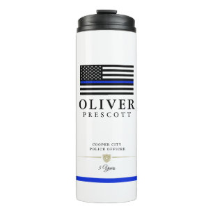 Police Officer   Service Anniversary White Thermal Tumbler