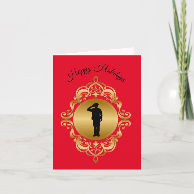 Police Officer Silhouette Christmas Card (Front)