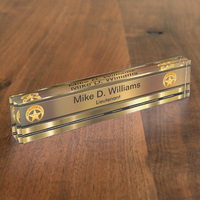 Police Officer Staff Custom Desk Name Plate (Side)