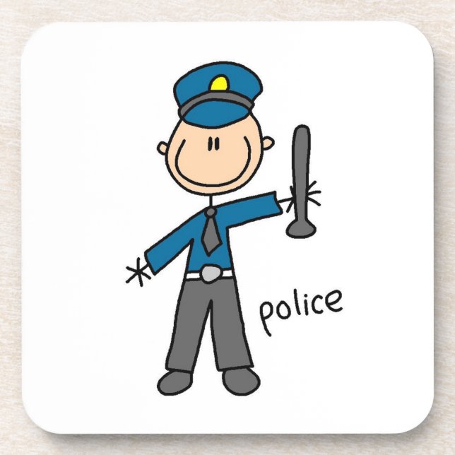 Police Officer Stick Figure Coaster (Front)