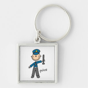 Police Officer Stick Figure Key Ring