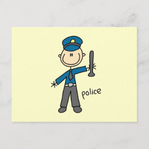 Police Officer Stick Figure Postcard