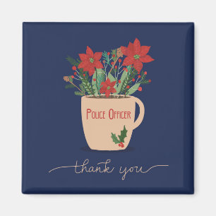 Police Officer Thank You at Christmas Poinsettias Magnet