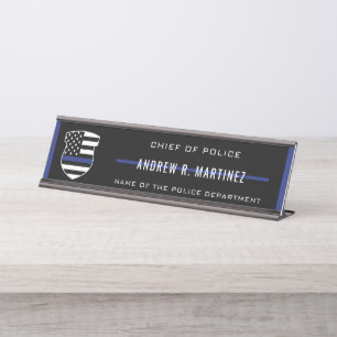 Police Officer Thin Blue Line Badge Police Dept Desk Name Plate