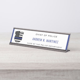 Police Officer Thin Blue Line Badge Police Dept Desk Name Plate