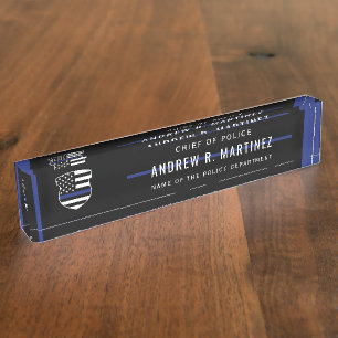 Police Officer Thin Blue Line Badge Police Dept Nameplate