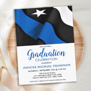  Police Officer Thin Blue Line Flag Graduation Invitation Postcard
