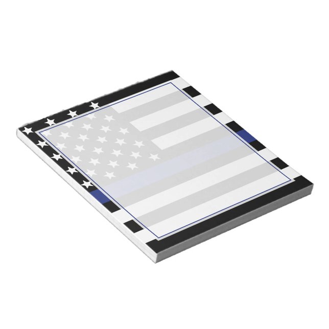 Police Officer Thin Blue Line Flag Notepad (Angled)