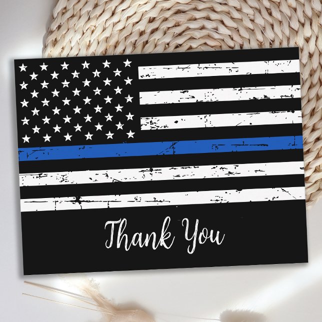 Police Officer Thin Blue Line Flag Thank You Postcard (Creator Uploaded)