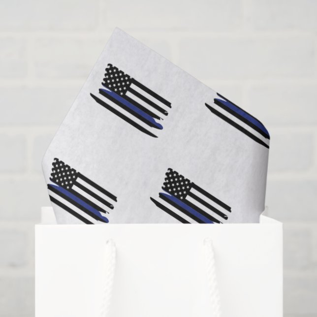Police Officer Thin Blue Line Law Enforcement Cop Tissue Paper (Gift Bag)