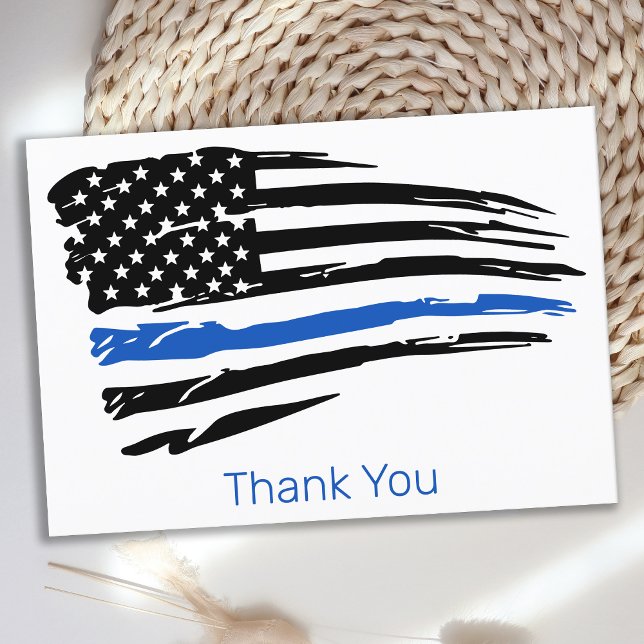 Police Officer Thin Blue Line Law Enforcement Thank You Card (Creator Uploaded)