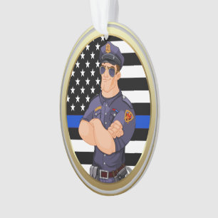 Police Officer Thin Blue Line Ornament