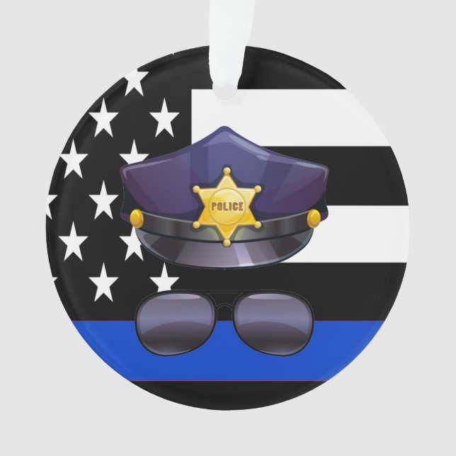 Police Officer Thin Blue Line Ornament (Front)