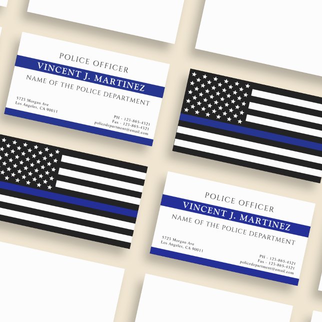 Police Officer Thin Blue Line Police Dept Business Card (Creator Uploaded)