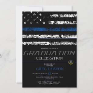 Police Officer   Thin Blue Line Police Graduation Invitation