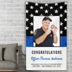 Police Officer Thin Blue Line Retirement Party Banner