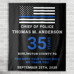 Police Officer Thin Blue Line Retirement Party Tapestry