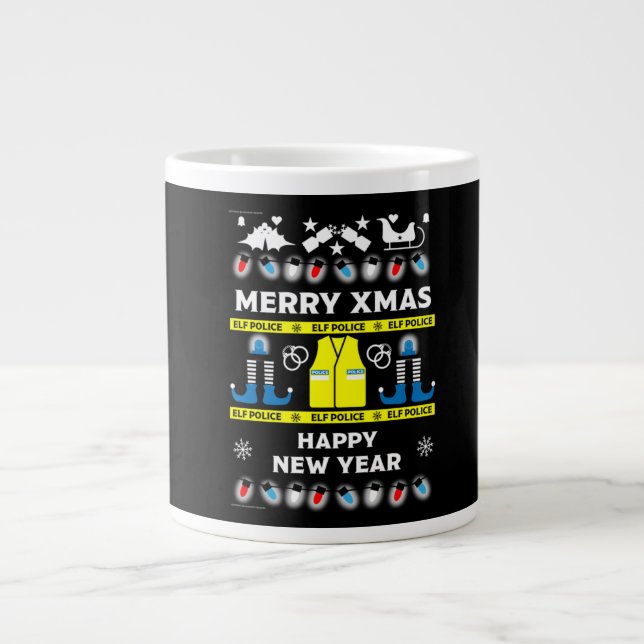 police officer ugly xmas sweater large coffee mug (Front)