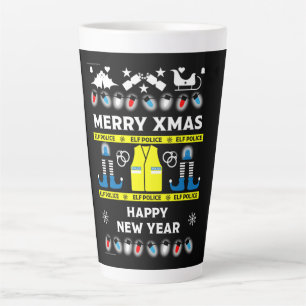 police officer ugly xmas sweater latte mug