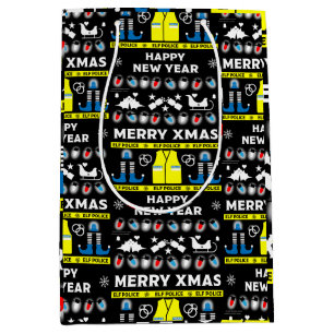 police officer ugly xmas sweater medium gift bag