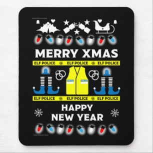 police officer ugly xmas sweater mouse mat