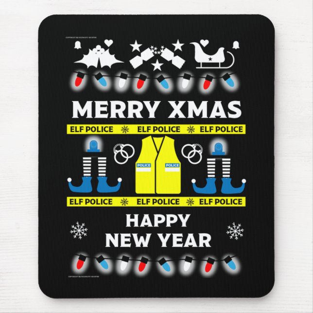 police officer ugly xmas sweater mouse mat (Front)
