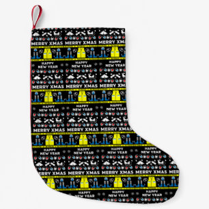 Police officer ugly xmas sweater small christmas stocking