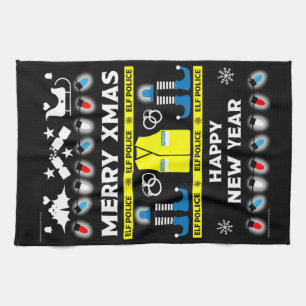 Police officer ugly xmas sweater  tea towel