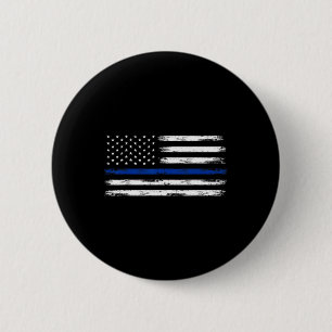 Police Officer Us Usa American Flag Thin Blue Line 6 Cm Round Badge