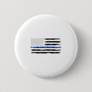 Police Officer Us Usa American Flag Thin Blue Line 6 Cm Round Badge