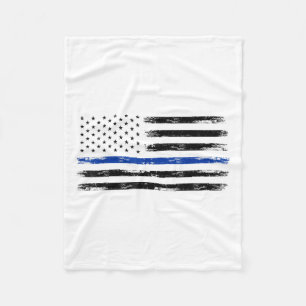 Police Officer Us Usa American Flag Thin Blue Line Fleece Blanket