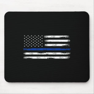 Police Officer Us Usa American Flag Thin Blue Line Mouse Mat