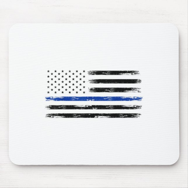 Police Officer Us Usa American Flag Thin Blue Line Mouse Mat (Front)