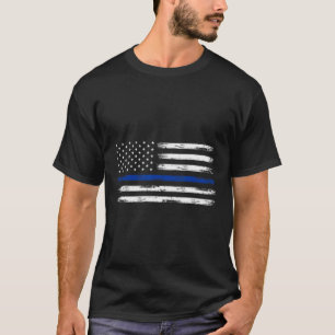 Police Officer Us Usa American Flag Thin Blue Line T-Shirt