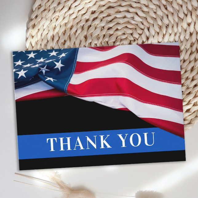 Police Officer USA Flag Law Enforcement Thank You Business Card (Creator Uploaded)