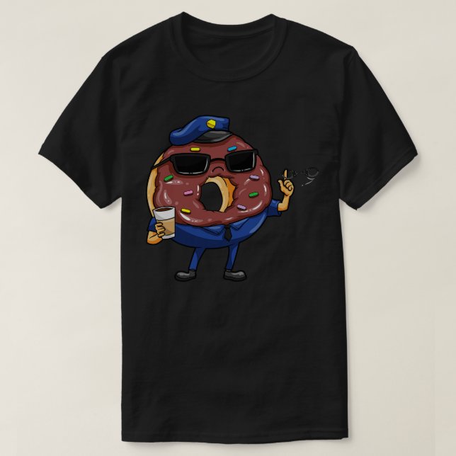 Police officer with sunglasses and handcuffs T-Shirt (Design Front)