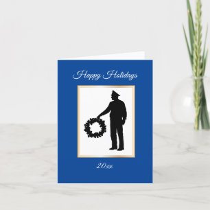 Police Officer & Wreath Silhouette Christmas Card