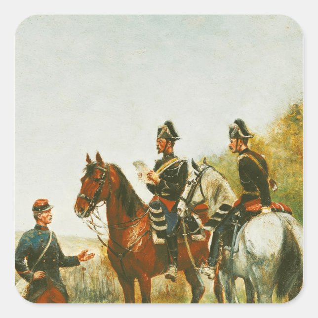 Police Officers on an Inspection Tour Square Sticker (Front)