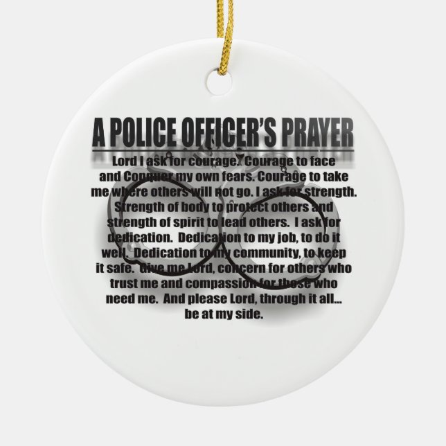 POLICE OFFICER'S PRAYER CERAMIC TREE DECORATION (Front)