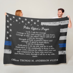 Police Officer's Prayer Thin Blue Line Fleece Blanket