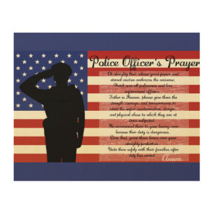 Police Officer's Prayer Wood Canvas
