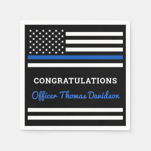 Police Party Congratulations Custom Thin Blue Line Napkin