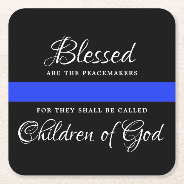 Police Party Law Enforcement Thin Blue Line Square Paper Coaster (Front)