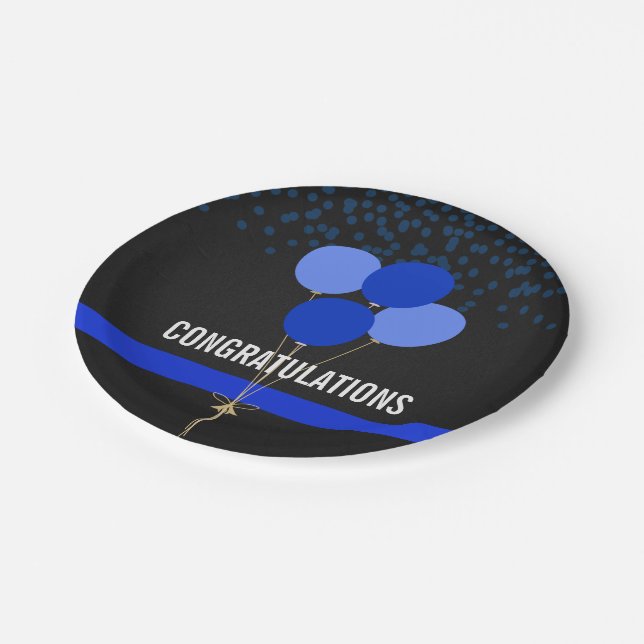 Police Party Themed Congratulations Paper Plate (Angled)