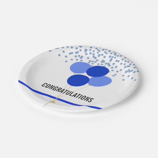 Police Party Themed Congratulations White Paper Plate (Angled)