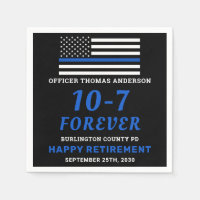 Police Party Thin Blue Line 10-7 Happy Retirement 