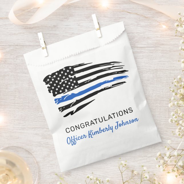 Police Party Thin Blue Line Flag Congratulations Favour Bags (Clipped)