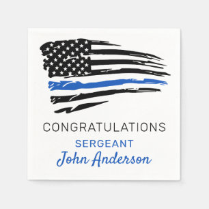 Police Party Thin Blue Line Flag Congratulations   Napkin