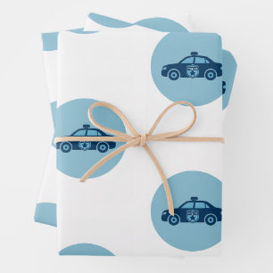 Police Party Wrap Police Baby Shower, Birthday Wrapping Paper Sheet