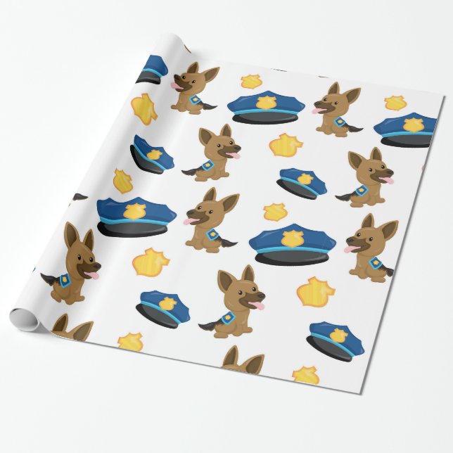 Police pattern wrapping paper (Unrolled)